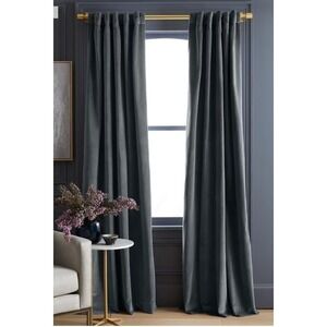 Quince Cotton Luster Velvet Blackout Curtain 1 Panel Slate Grey Back Tab 48X108